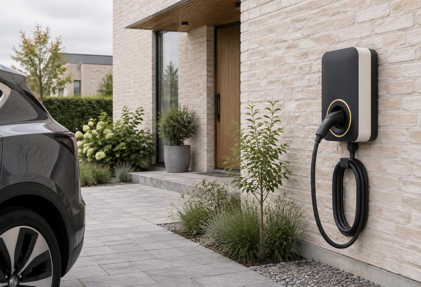 Modern laddbox installerad vid villa i Malmö
